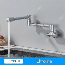 (B-Chrome) Quyanre Chrome Nickel Black Brass Pot Filler Tap Wall Mounted Kitchen Faucet