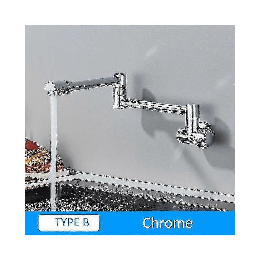 (B-Chrome) Quyanre Chrome Nickel Black Brass Pot Filler Tap Wall Mounted Kitchen Faucet 5996097226940