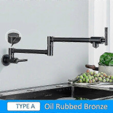 (A-Oil Rubbed Bronze) Quyanre Chrome Nickel Black Brass Pot Filler Tap Wall Mounted Kitchen Faucet
