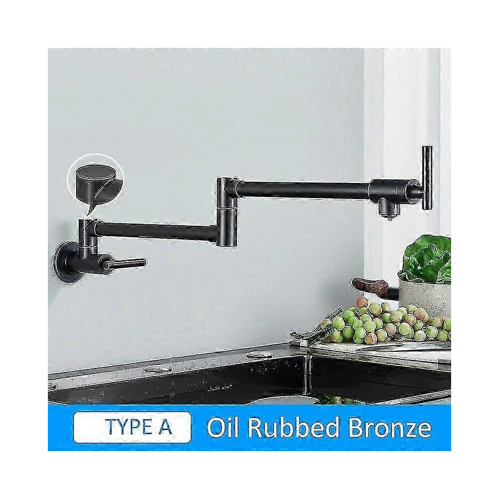 (A-Oil Rubbed Bronze) Quyanre Chrome Nickel Black Brass Pot Filler Tap Wall Mounted Kitchen Faucet 5996097226926