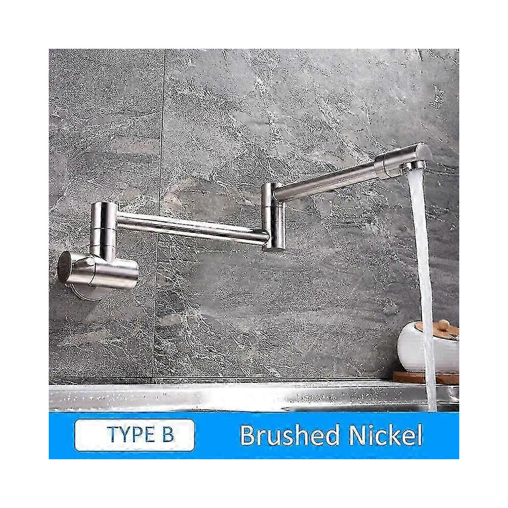 (B-Brushed Nickel) Quyanre Chrome Nickel Black Brass Pot Filler Tap Wall Mounted Kitchen Faucet 5996097226933