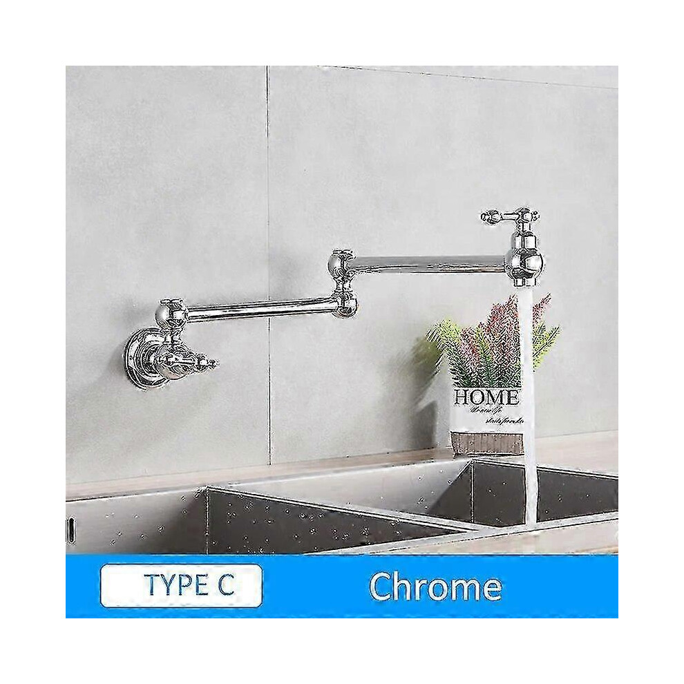 (C-Chrome) Quyanre Chrome Nickel Black Brass Pot Filler Tap Wall Mounted Kitchen Faucet 5996097226995