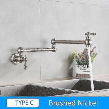 (C-Brushed Nickel) Quyanre Chrome Nickel Black Brass Pot Filler Tap Wall Mounted Kitchen Faucet