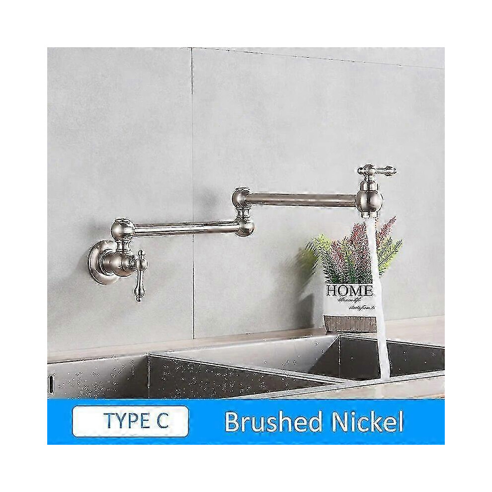 (C-Brushed Nickel) Quyanre Chrome Nickel Black Brass Pot Filler Tap Wall Mounted Kitchen Faucet 5996097226988