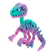 (max, 5) Detaillierte, 3D-gedruckte Raptor-Dinosaurier-Skelettfigur mit flexiblen Gelenken, mehrfarbiges Display
