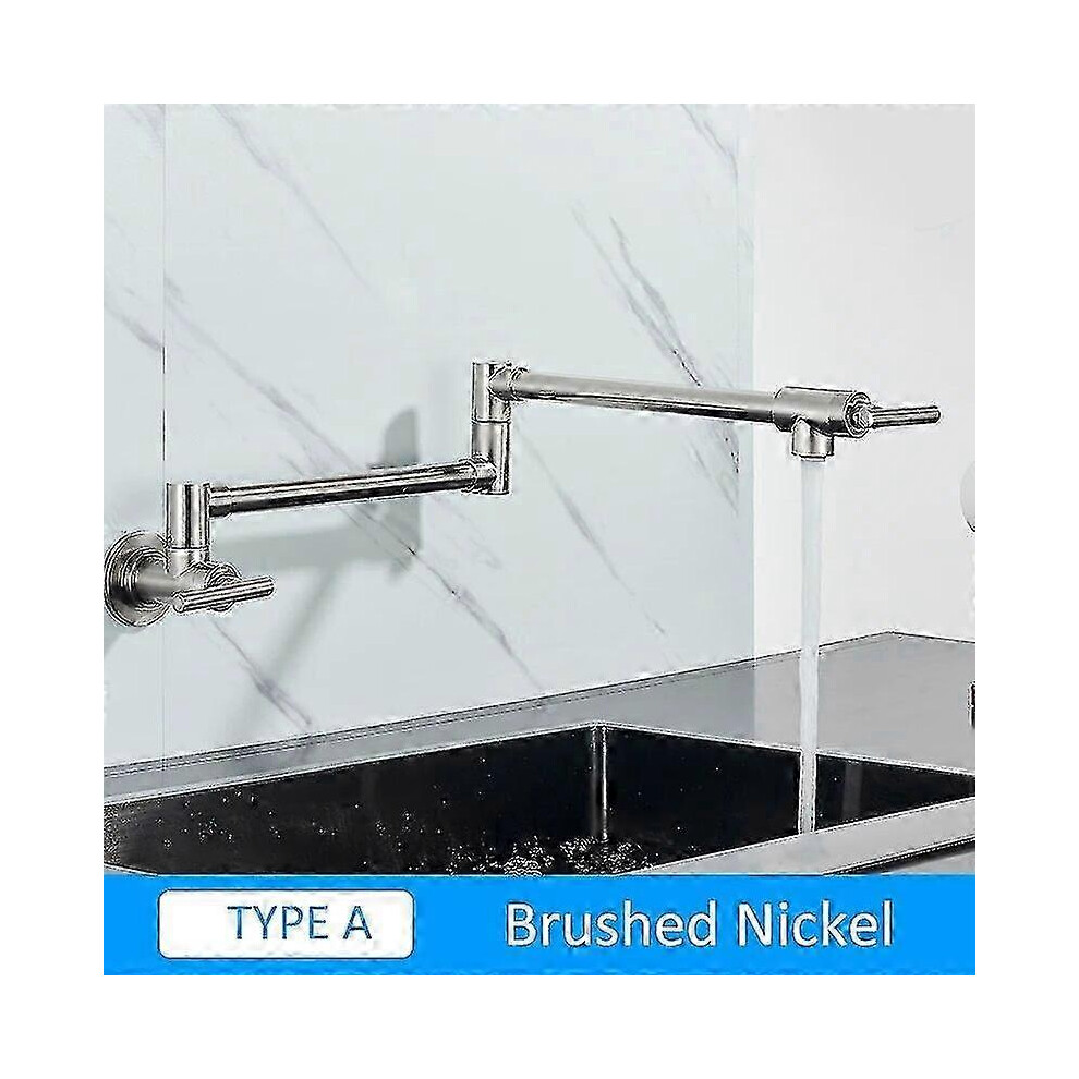 (A-Brushed Nickel) Quyanre Chrome Nickel Black Brass Pot Filler Tap Wall Mounted Kitchen Faucet 5996097226896