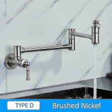 (D-Brushed Nickel) Quyanre Chrome Nickel Black Brass Pot Filler Tap Wall Mounted Kitchen Faucet