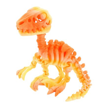 (max, 7) Detailed 3D Printed Raptor Dinosaur Skeleton Figurine with Flexible Joints, Multicolor Display
