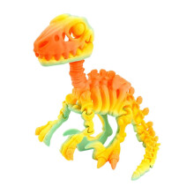 (max, 8) Detailed 3D Printed Raptor Dinosaur Skeleton Figurine with Flexible Joints, Multicolor Display