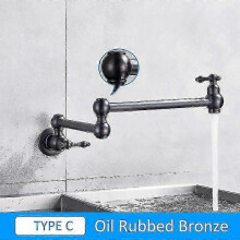 (C-Oil Rubbed Bronze) Quyanre Chrome Nickel Black Brass Pot Filler Tap Wall Mounted Kitchen Faucet