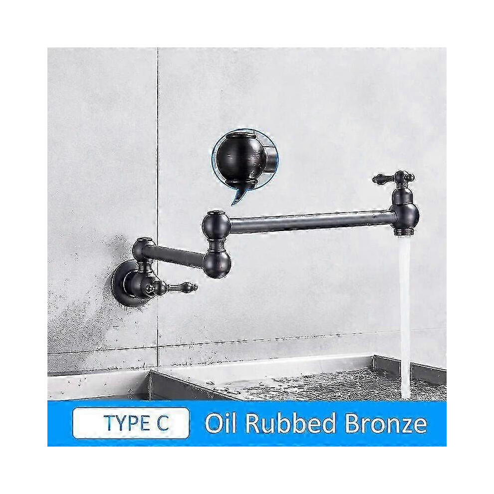 (C-Oil Rubbed Bronze) Quyanre Chrome Nickel Black Brass Pot Filler Tap Wall Mounted Kitchen Faucet 5996097227008