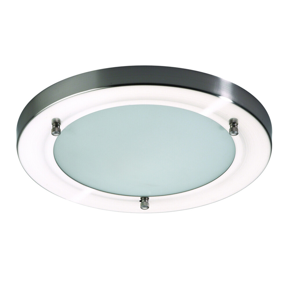 Litecraft Flush Bathroom Ceiling In Nickel Light