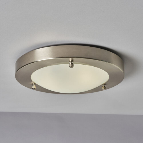Litecraft Flush Bathroom Ceiling Light - Nickel 2