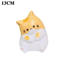 (13cm yellow) Cute Cat Stress Relief Toys Pu Slow Rising Squeeze Antistress Ball