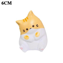 (6cm yellow) Cute Cat Stress Relief Toys Pu Slow Rising Squeeze Antistress Ball