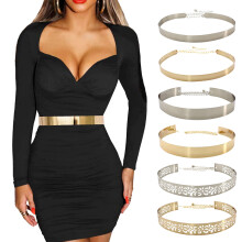 Womens Adjustable Shiny Mirror Metal Waist Belt Small To Plus Size