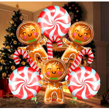 Christmas Balloon Set Foil Gingerbread Candy Cane 9 Pieces