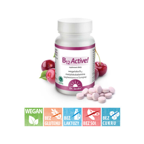 Dr Jacobs Dr. Jacob's B12 ACTIVE metylokobalamina methylcobalamin VEGAN 120x tbas 2