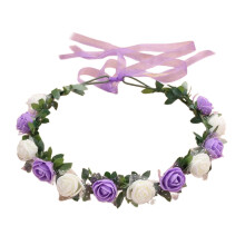 (Milky white purple) Blumenkranz für Damen zur Hochzeit