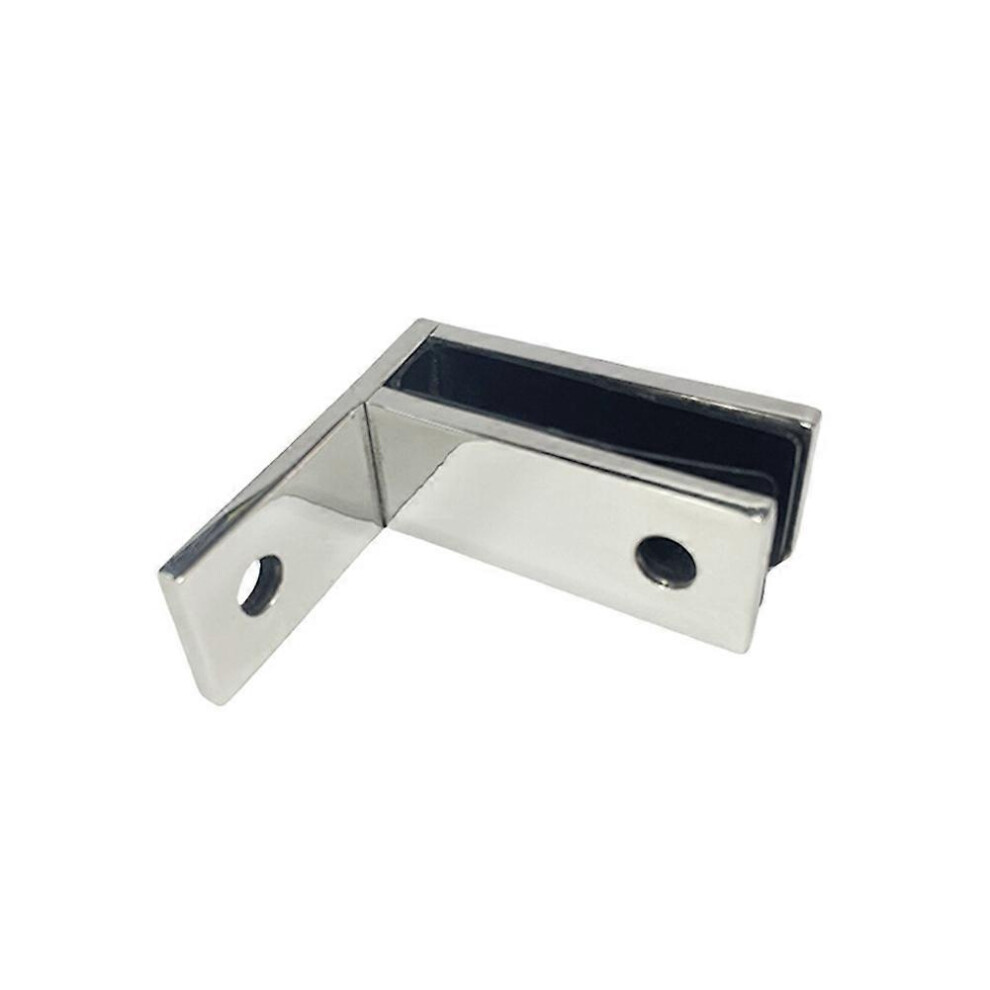 (Silver, 90 Degree Wall) Thickened 304 Stainless Steel Shower Glass Fixing Clip Corner Bracket 5996097225424