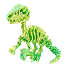 (max, 12) Detailed 3D Printed Raptor Dinosaur Skeleton Figurine with Flexible Joints, Multicolor Display