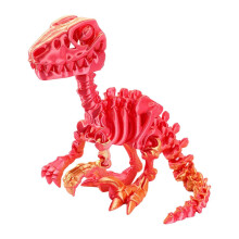 (mini, 11) Detailed 3D Printed Raptor Dinosaur Skeleton Figurine with Flexible Joints, Multicolor Display