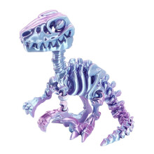 (pro, 13) Detailed 3D Printed Raptor Dinosaur Skeleton Figurine with Flexible Joints, Multicolor Display