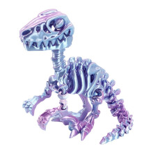 (max, 13) Detailed 3D Printed Raptor Dinosaur Skeleton Figurine with Flexible Joints, Multicolor Display
