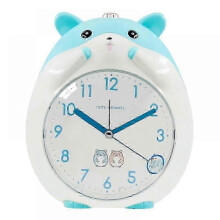 (Blue) Cartoon-Hamster-Wecker mit Nachtlicht, Schreibtischdeko für Kinder
