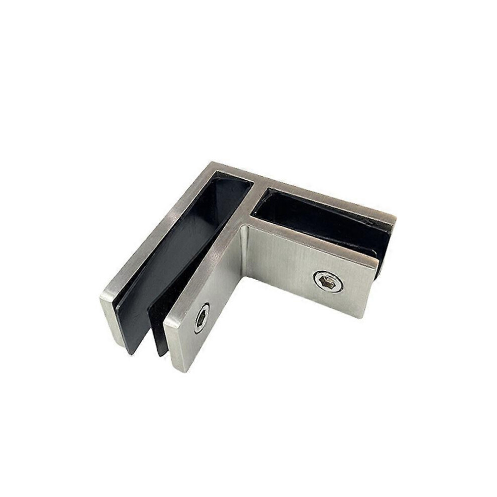 (Silver, 90 Degree) Thickened 304 Stainless Steel Shower Glass Fixing Clip Corner Bracket 5996097225400