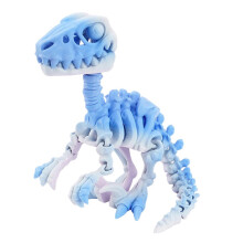 (pro, 3) Detailed 3D Printed Raptor Dinosaur Skeleton Figurine with Flexible Joints, Multicolor Display