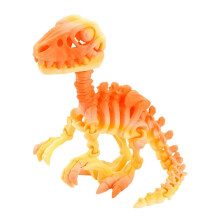 (pro, 7) Detailed 3D Printed Raptor Dinosaur Skeleton Figurine with Flexible Joints, Multicolor Display