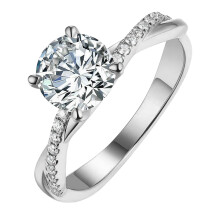 YUEHAO Gold-Silver Wedding Ring with White Rhinestones Size