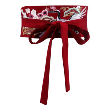 Cinto Obi bordado vermelho para quimono – 240 cm