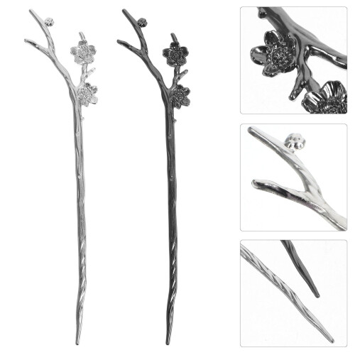 2 fermagli per capelli in lega – Design a fiore di pruno