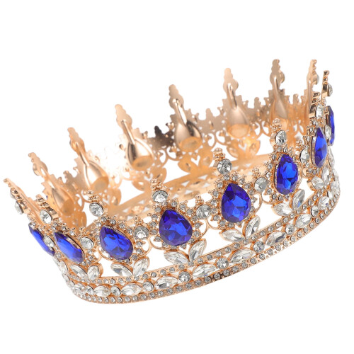 Diadema da sposa con strass color oro e blu