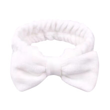 Bowknot Headband Solid Color Wide Plush Headband White