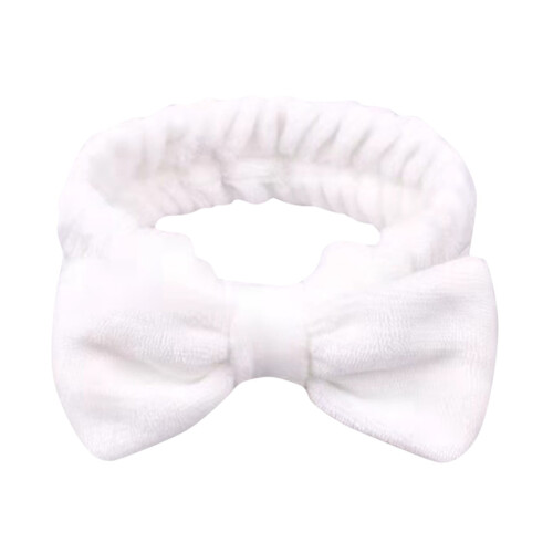 Bowknot Headband Solid Color Wide Plush Headband White