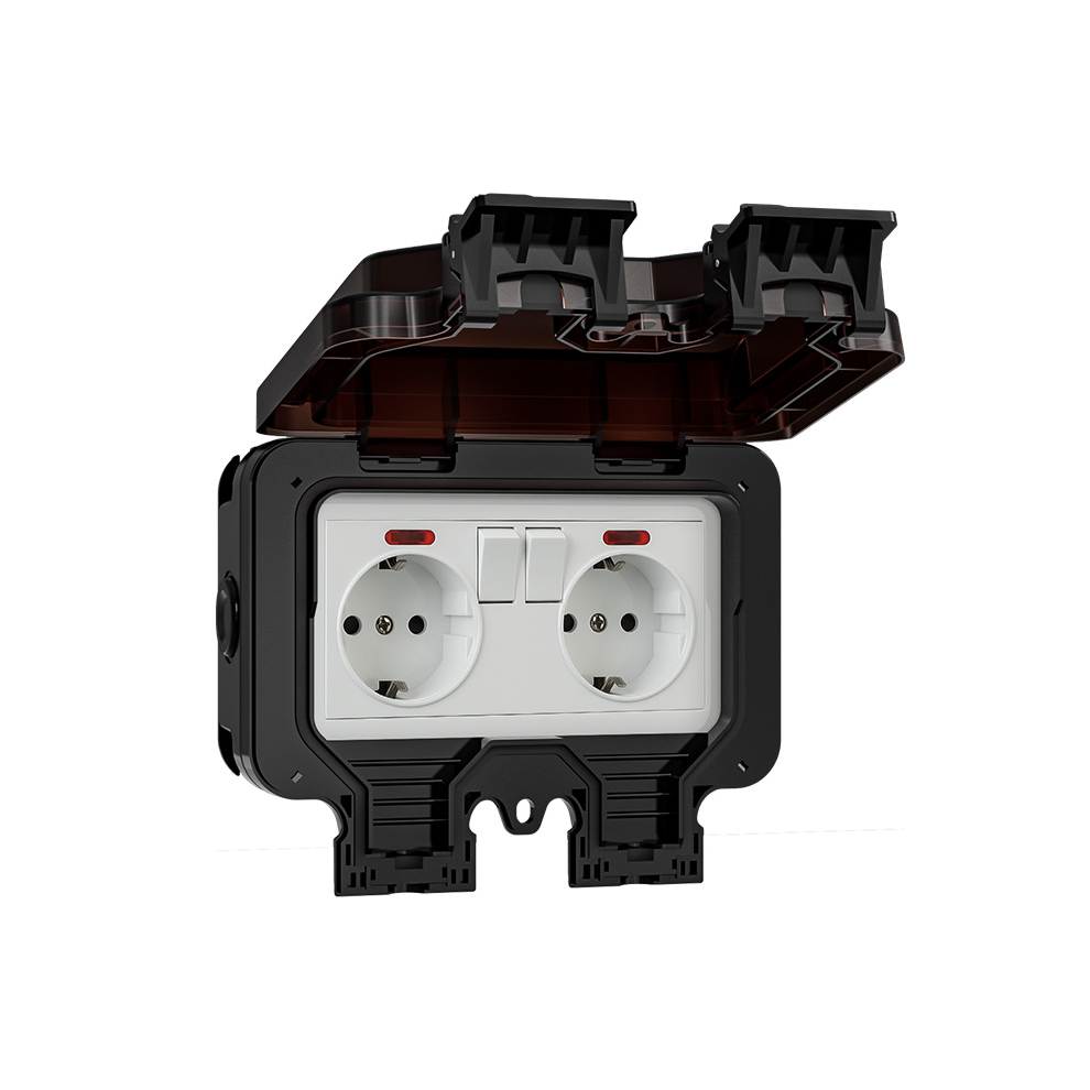 Waterproof Outdoor Socket Box (2 Gang, German Standard) 0 7314280687770