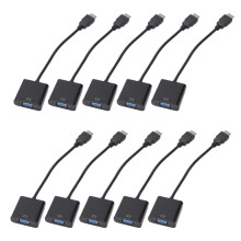 10X Male to VGA RGB Female Video Converter Adapter Cable Male to Female 1080P for PC Converter (Black)