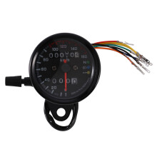 12V Motorrad 0-160 Km / H Tachometer mit LED Anzeige Kilometer ZäHler. Universal Cafe Racer Gauge. Einzel Anzeige (Schwarz)