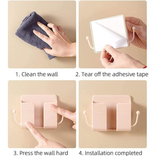 4-Piece Wall Organizer Box, Remote Control Wall Storage Box, with 2 Hooks, 4 Colors 2