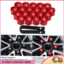 Dilwe 21mm Wheel Nut Covers 20pcs Universal Upd Wheel Nut Covers Auto Tooling Red R