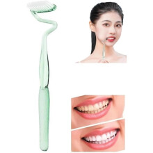 S-Shape Toothbrush Scientific Vertical Brush for Adult, Comprehensive Care for Teeth and Gums, Soft-bristled Tongue Coating(green)