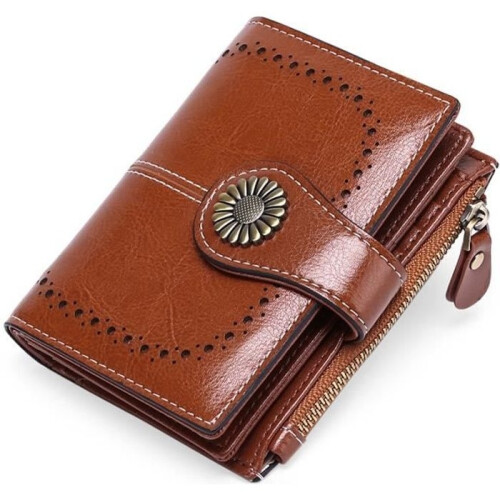 Women's Wallet - Leather - Large Capacity - 19 Card Slots - Brown