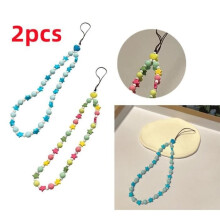Mobile phone lanyard - Phone accessory - Colorful beads - 20 cm - Unisex - Durable