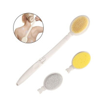 Bathroom body brush set with long handle, 3-in-1 folding shower brush, back brush with bristles