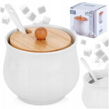 Cukierniczka - Vilde - White Ceramic - 250 ml - Bamboo Lid - Minimalist Design