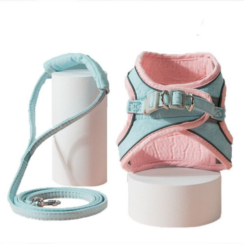 1 light blue, reflective, break-resistant cat harness - L