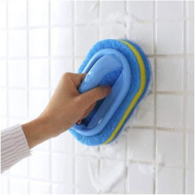 Bathroom cleaning brush, all-purpose shower sponge, scrubbing brush with ergonomic handle